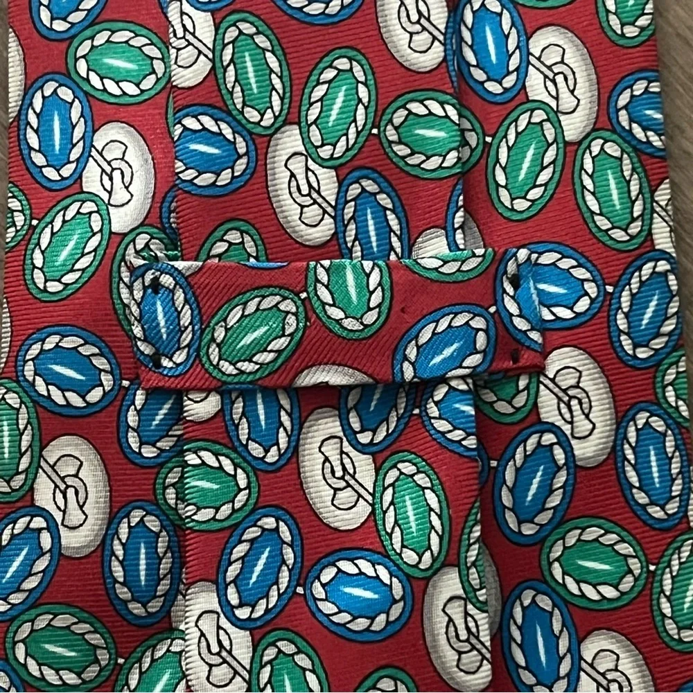 Burberry London Mens Silk Designer Necktie Italy Multi‎ Color Red Green Blue Tie